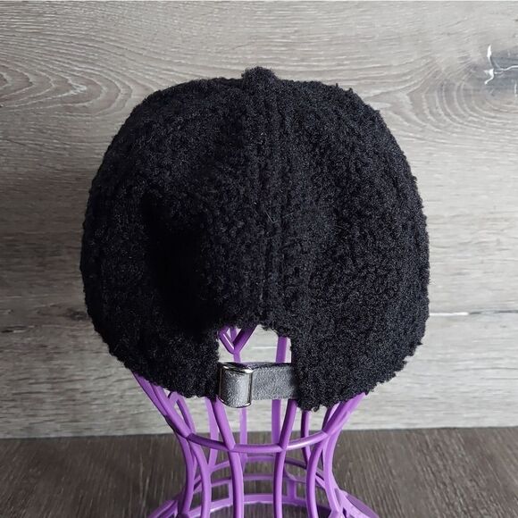 Zyia Active Hat Black Sherpa Gray suede Bill Adjustable Strapback Cap - Picture 4 of 6